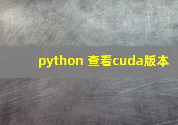 python 查看cuda版本